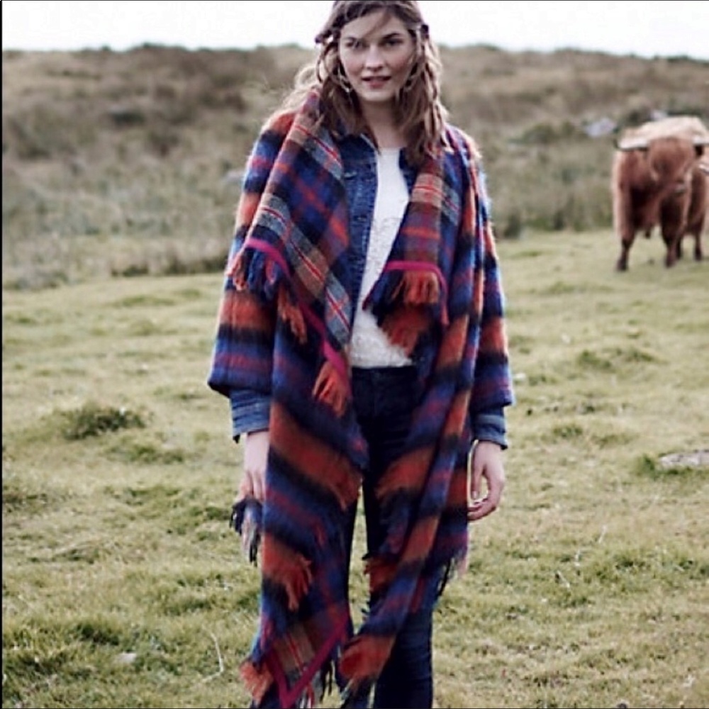 Anthropologie Hei Hei Plaid Tartan Blanket Coat
